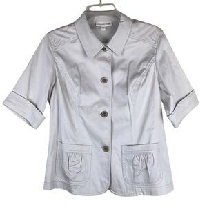 Coldwater Creek Khaki Cotton Spandex Button Up Jacket w/ Pockets Size 10